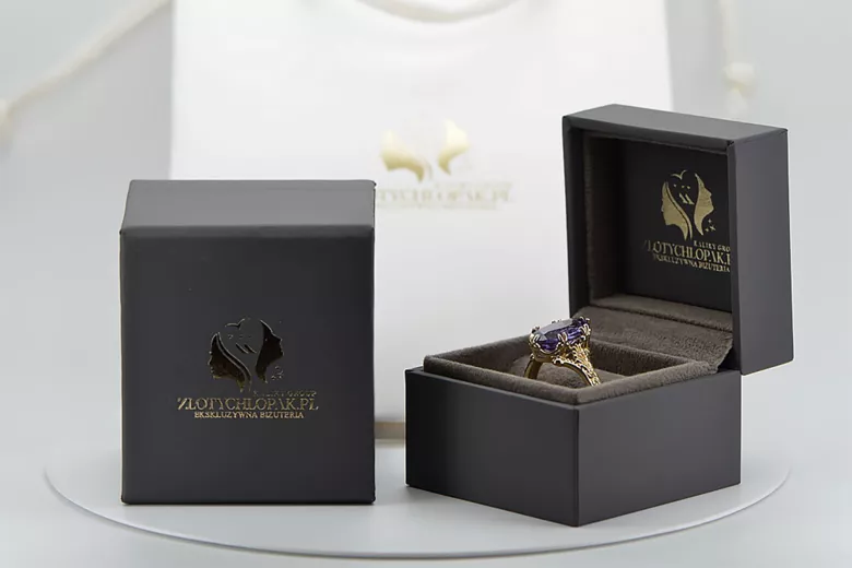 8K žluté zlato Alexandrite Ring Vintage Jewlery vrc084x-ax Art Deco